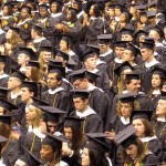 A crowd of college students at the 2007 Pittsburgh University Commencement.